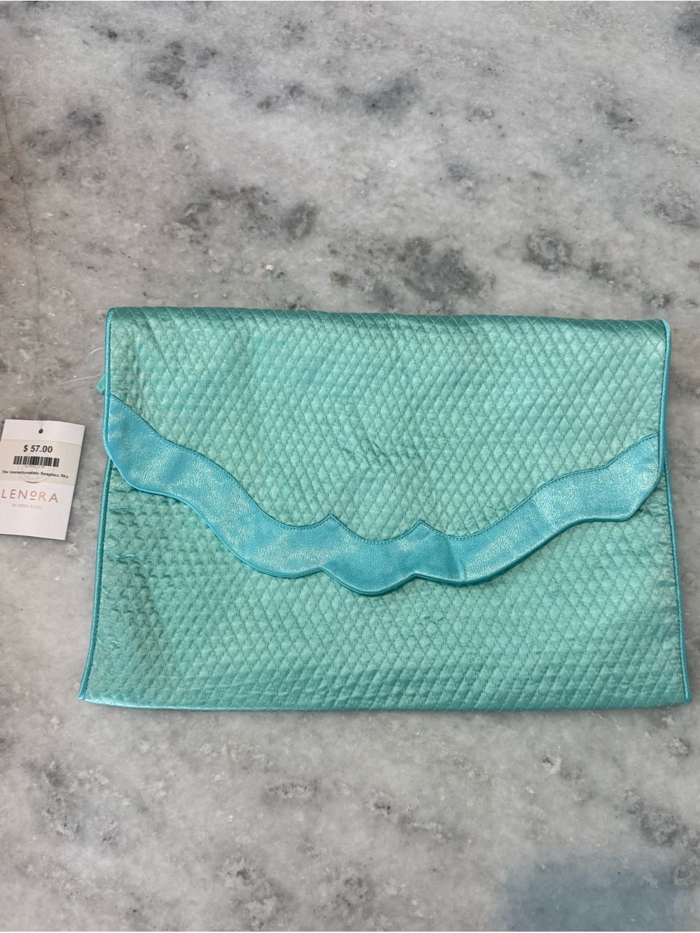 Lenora Aqua Quilted Scalloped Clutch